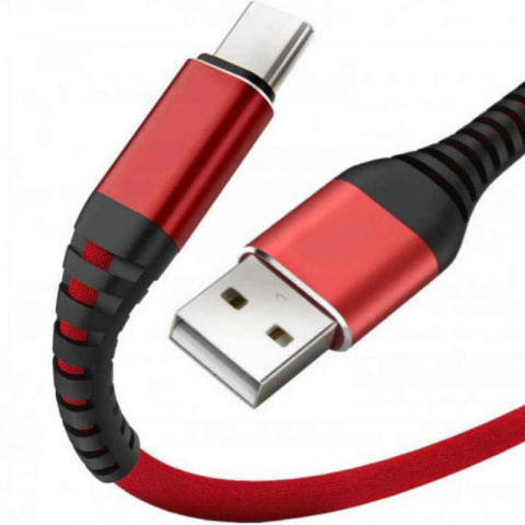 Przewód USB Typ-C QC 3.0 do ładowania i transmisji danych 2m czerwony