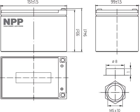 Akumulator LFP LiFePO4 12.8V 18Ah T2 NPP POWER