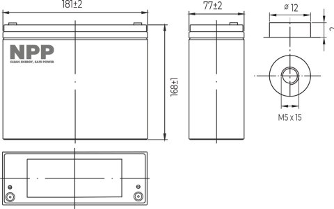 Akumulator LFP LiFePO4 12.8V 30Ah T12 NPP POWER