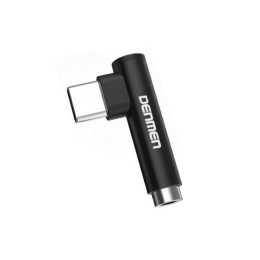 Denmen Adapter USB Typ-C na słuchawki Jack 3,5mm czarny