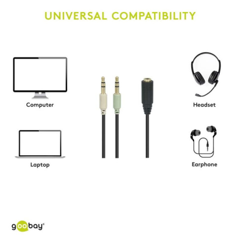 Goobay Adapter mini Jack 3.5mm 2x wtyk Jack 3.5mm - gniazdo Jack 3.5mm 4-pin