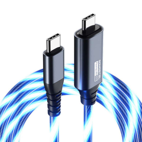 Somostel SMS-BY02 Przewód USB Typ-C Quick Charge 60W 5A 1m LED niebieski