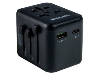 ADAPTER ZASILANIA UNIWERSALNY 100-250V EU, USA, JAPONIA, AUSTRALIA, UK + 1X USB/1X USB-C VERBATIM