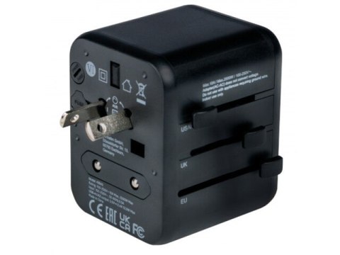 ADAPTER ZASILANIA UNIWERSALNY 100-250V EU, USA, JAPONIA, AUSTRALIA, UK + 2X USB VERBATIM UTA-01