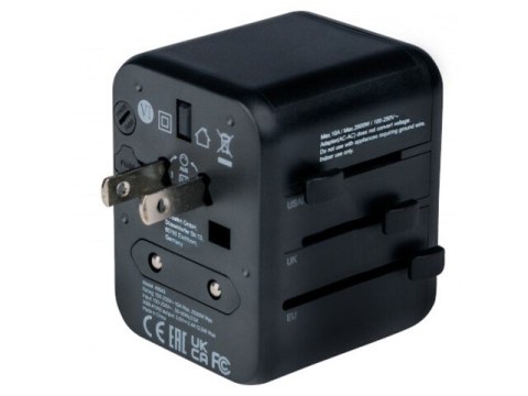 ADAPTER ZASILANIA UNIWERSALNY 100-250V EU, USA, JAPONIA, AUSTRALIA, UK + 2X USB VERBATIM UTA-01