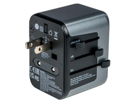 ADAPTER ZASILANIA UNIWERSALNY 100-250V EU, USA, JAPONIA, AUSTRALIA, UK + 2X USB/3X USB-C VERBATIM