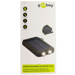 Goobay Power Bank solarny 8000mAh 2x USB + mocna latarka