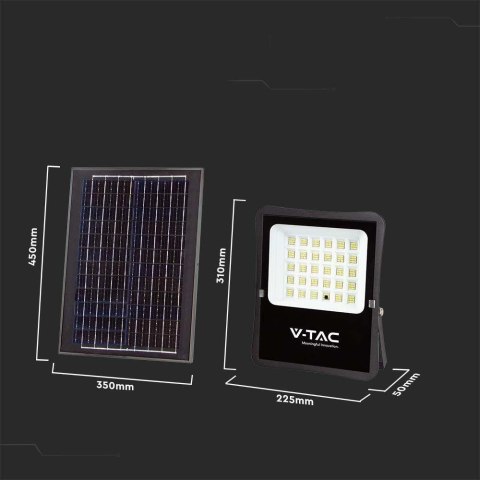 Projektor LED Solarny V-TAC 20W Pilot, AUTO, Timer IP65 VT-55300 6400K 2400lm