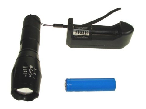 Latarka ręczna 1 dioda 8W T6 zoom 600lm + ładow --