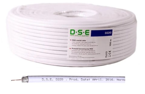 Kabel DSE D220 RG6 100m 0,80mm CU / 64x0,12mm DSE