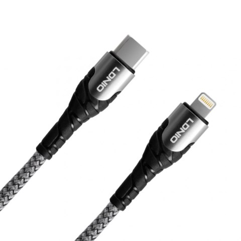 LDNIO LC112 Przewód do szybkiego ładowania USB-C / Lightning 30W 2m szary