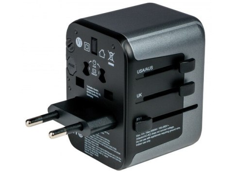 ADAPTER ZASILANIA UNIWERSALNY 100-250V EU, USA, JAPONIA, AUSTRALIA, UK + 2X USB/3X USB-C VERBATIM