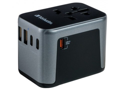 ADAPTER ZASILANIA UNIWERSALNY 100-250V EU, USA, JAPONIA, AUSTRALIA, UK + 2X USB/3X USB-C VERBATIM