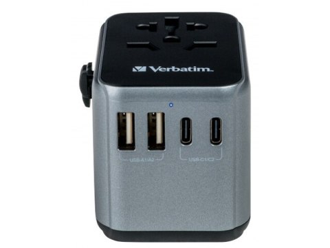 ADAPTER ZASILANIA UNIWERSALNY 100-250V EU, USA, JAPONIA, AUSTRALIA, UK + 2X USB/3X USB-C VERBATIM