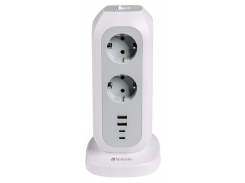 LISTWA ZASILAJĄCA VERBATIM EUPT-01 2M 11X 230V SCHUKO 2X USB 2X USB-C BIAŁO-SZARA