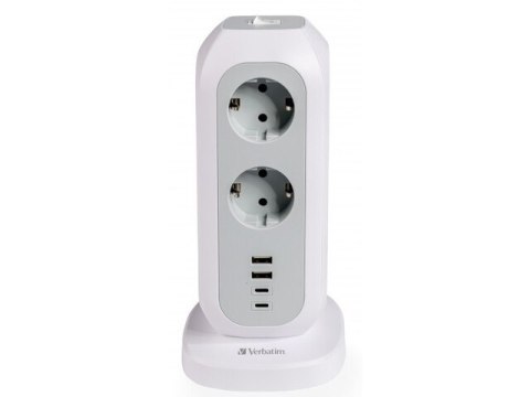 LISTWA ZASILAJĄCA VERBATIM EUPT-01 2M 11X 230V SCHUKO 2X USB 2X USB-C BIAŁO-SZARA