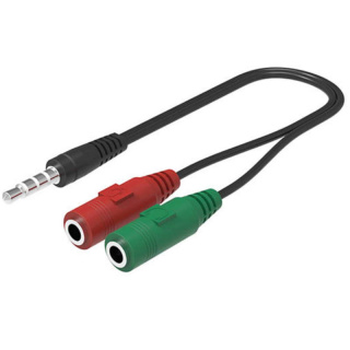 Przejściówka adapter słuchawkowy mini Jack 3.5 wtyk 4pin - 2x gniazdo