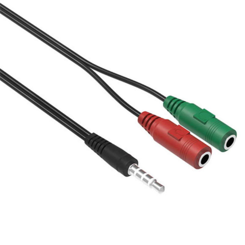 Przejściówka adapter słuchawkowy mini Jack 3.5 wtyk 4pin - 2x gniazdo