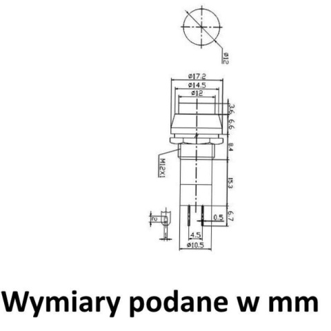 Przełącznik okrągły PBS11A ON-OFF do obudowy na panel 1A 250V AC zielony