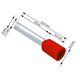 Konektory izolowane tulejki 1,5 x 18mm czerwone 100 sztuk