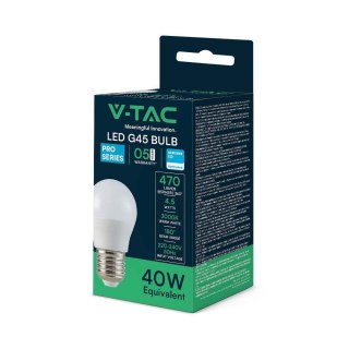 Żarówka LED V-TAC SAMSUNG CHIP 4,5W E27 G45 Kulka 3000K 470lm 5 Lat Gwarancji