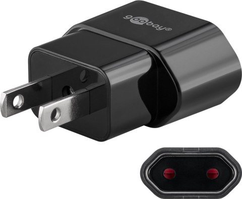 Adapter podróżny PŁASKI gn. EU wt. USA Goobay BLK Goobay