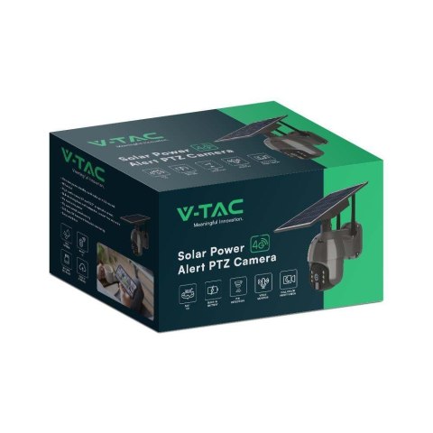 Kamera Zewnętrzna V-TAC 4G LTE HD SMART Solarna Obrotowa PTZ IR Czarna VT-11024-4G