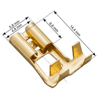 Konektor nieizolowany żeński płaski 4,8mm kątowy