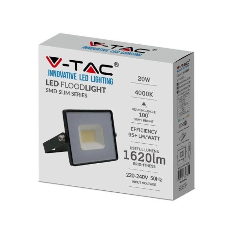 Projektor LED V-TAC 20W SMD E-Series Czarny VT-4021 3000K 1620lm