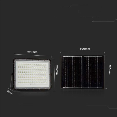 Projektor LED Solarny V-TAC 20W Pilot, AUTO, Timer, IP65 Czarny VT-180W 4000K 1800lm