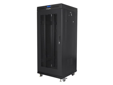 SZAFA INSTALACYJNA RACK STOJĄCA 19" 27U 600X600 CZARNA DRZWI PERFOROWANE LCD LANBERG (FLAT PACK) V2