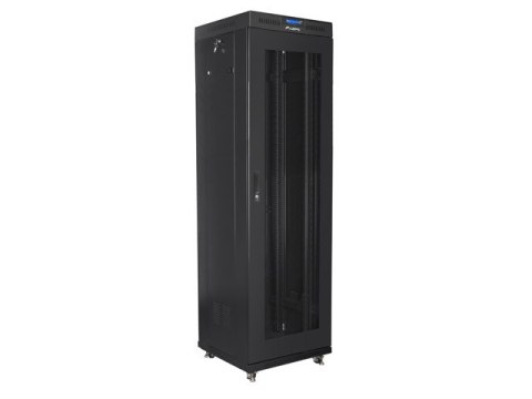 SZAFA INSTALACYJNA RACK STOJĄCA 19" 42U 600X600 CZARNA DRZWI PERFOROWANE LCD LANBERG (FLAT PACK) V2