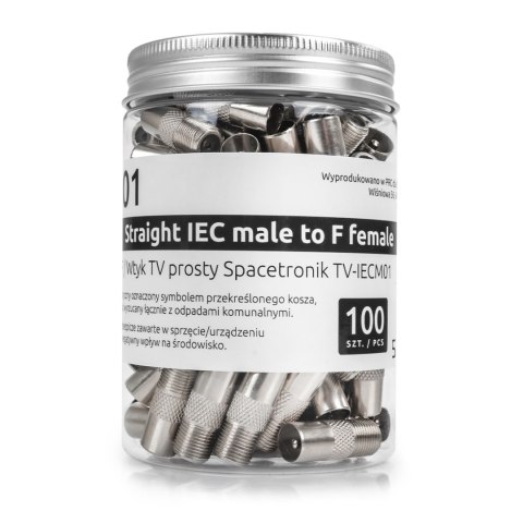 Gniazdo F / Wtyk TV prosty TV-IECM01 1szt