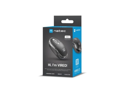 MYSZ NATEC VIREO 2 1000DPI CZARNA OPTYCZNA USB (USZKODZONE OPAKOWANIE)
