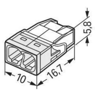 Wago 2273-202 Złączka do kabli drut 2x 0,5-2,5mm2 płaska do 24A biała