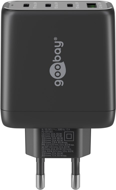 Ładowarka sieciowa 3x USB-C USB 68W Goobay CZARNA