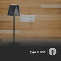 Lampka Biurkowa Nocna V-TAC 4W LED 37cm Ładowanie USB Ściemnianie Czarna VT-1034 3000K-6000K 150lm
