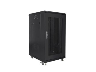 SZAFA INSTALACYJNA RACK STOJĄCA 19" 22U 600X800 CZARNA DRZWI PERFOROWANE LANBERG (FLAT PACK)