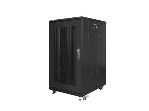 SZAFA INSTALACYJNA RACK STOJĄCA 19" 22U 600X800 CZARNA DRZWI PERFOROWANE LANBERG (FLAT PACK)