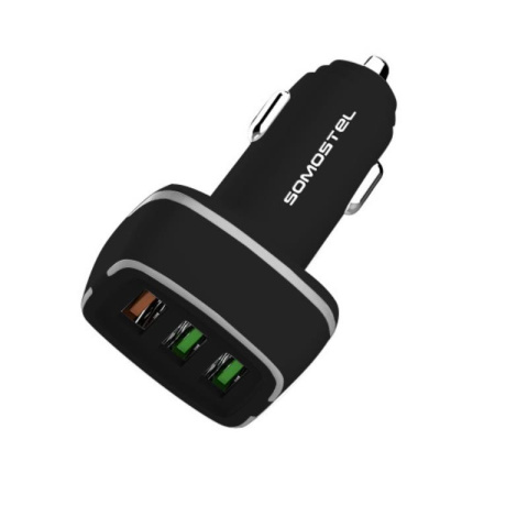 Ładowarka samochodowa 3xUSB czarna QUICK CHARGE QC 3.0 30W Somostel