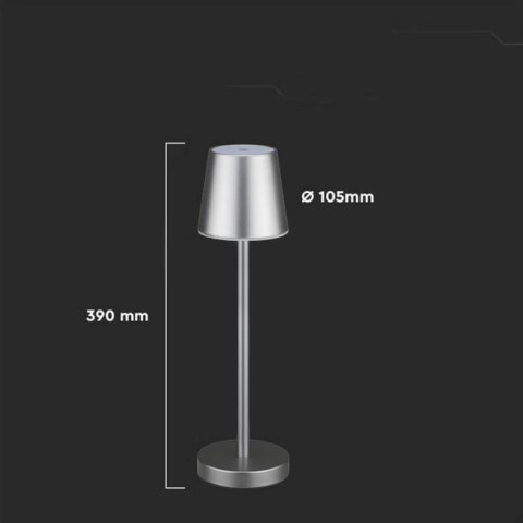 Lampka Biurkowa Nocna V-TAC 3W LED Ładowanie Ściemnianie Szara VT-7703 3000K 70lm