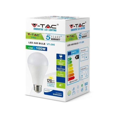 Żarówka LED V-TAC SAMSUNG CHIP 12W E27 A65 VT-295 4000K 1521lm 5 Lat Gwarancji