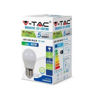 Żarówka LED V-TAC SAMSUNG CHIP 5.5W E27 G45 Kulka VT-246 4000K 470lm 5 Lat Gwarancji