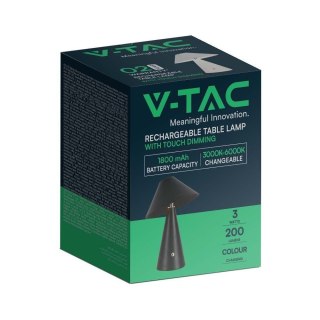 Lampka Biurkowa Nocna V-TAC 3W LED 24cm Ładowanie USB Ściemnianie Czarna VT-1051 3000K-6000K 200lm