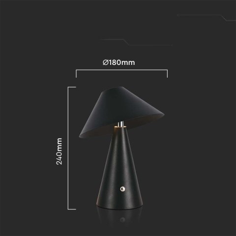 Lampka Biurkowa Nocna V-TAC 3W LED 24cm Ładowanie USB Ściemnianie Czarna VT-1051 3000K-6000K 200lm