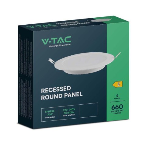 Panel LED V-TAC Wpuszczany Premium Downlight 6W Okrągły fi120 VT-61006 4000K 660lm