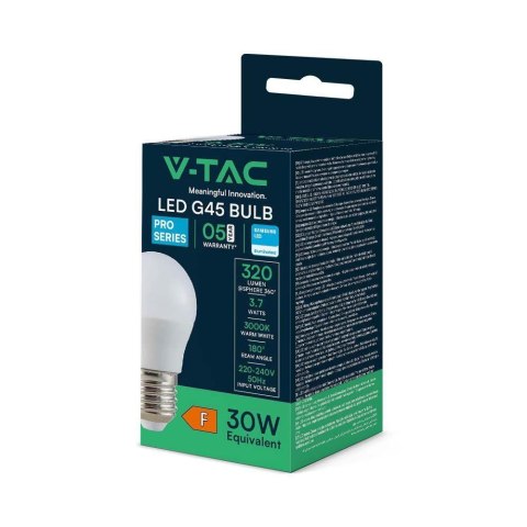 Żarówka LED V-TAC SAMSUNG CHIP 3,7W E27 Kulka G45 VT-1812 3000K 320lm 5 Lat Gwarancji