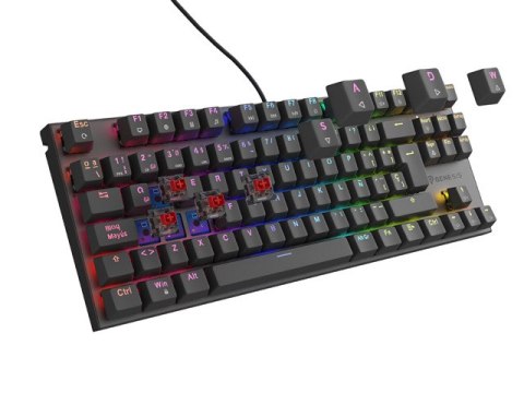 KLAWIATURA DLA GRACZY GENESIS THOR 303 TKL ES PODŚWIETLENIE RGB MECHANICZNA RED CZARNA HOT SWAP