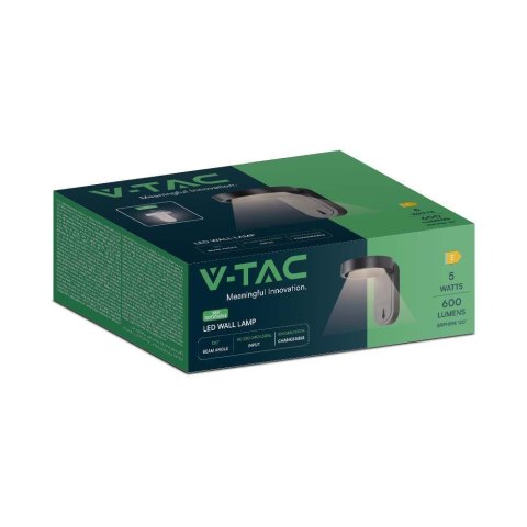 Oprawa Ścienna V-TAC 5W Kinkiet Czarny IP65 VT-1180 3000K+4000K 600lm