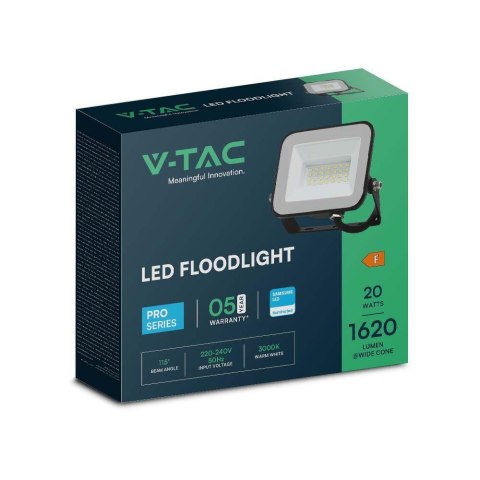 Projektor LED V-TAC 20W SAMSUNG CHIP PRO-S Czarny VT-44020 4000K 1620lm 5 Lat Gwarancji